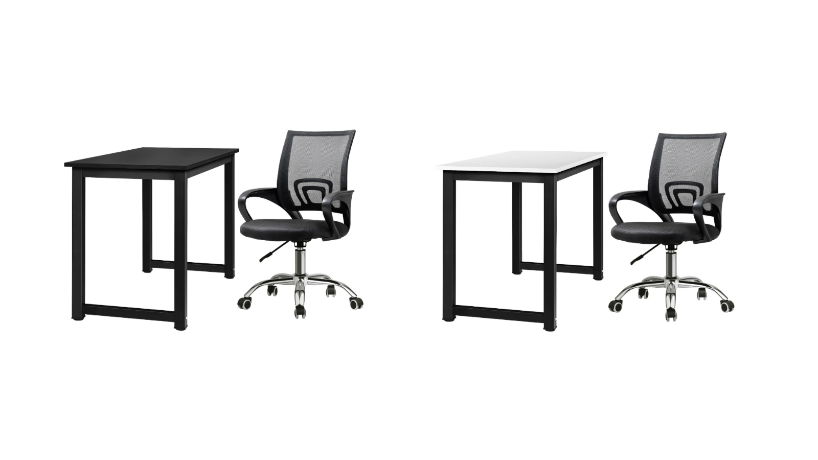 Oikiture 84 - 92cm Mesh Home Office Desk and Chair Computer Set