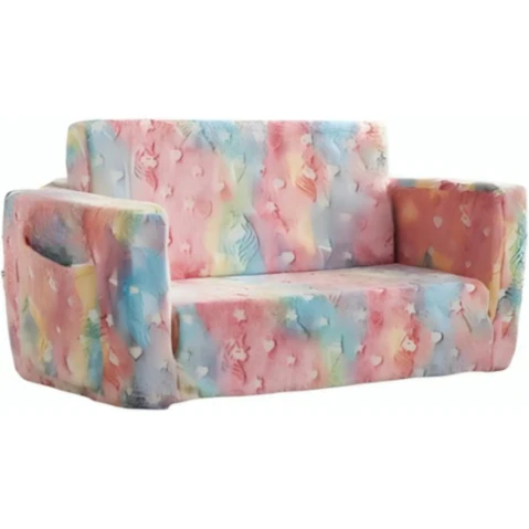 All 4 Kids Rainbow Unicorn Glow Flip-Out Double Couch