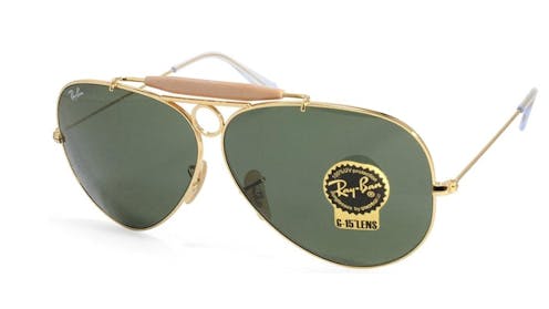 Ray-Ban RB3138 001 Aviator Shooter Gold/Green Unisex Sunglasses
