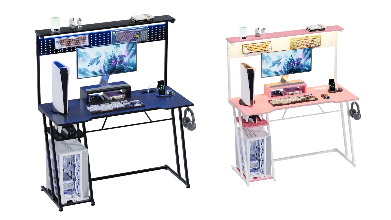 Advwin 120cm LED Gaming Desk with Monitor Stand and Power Outlet