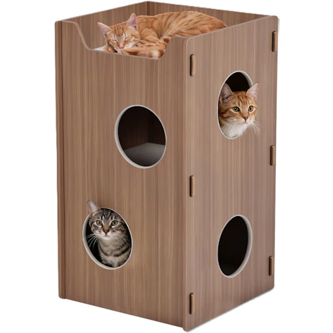 Advwin 2-Story Wooden Cat House