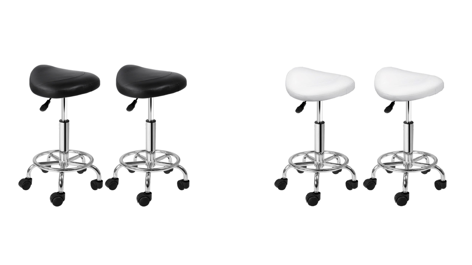 Artiss 2 Piece Chrome Iron Saddle Salon Stool