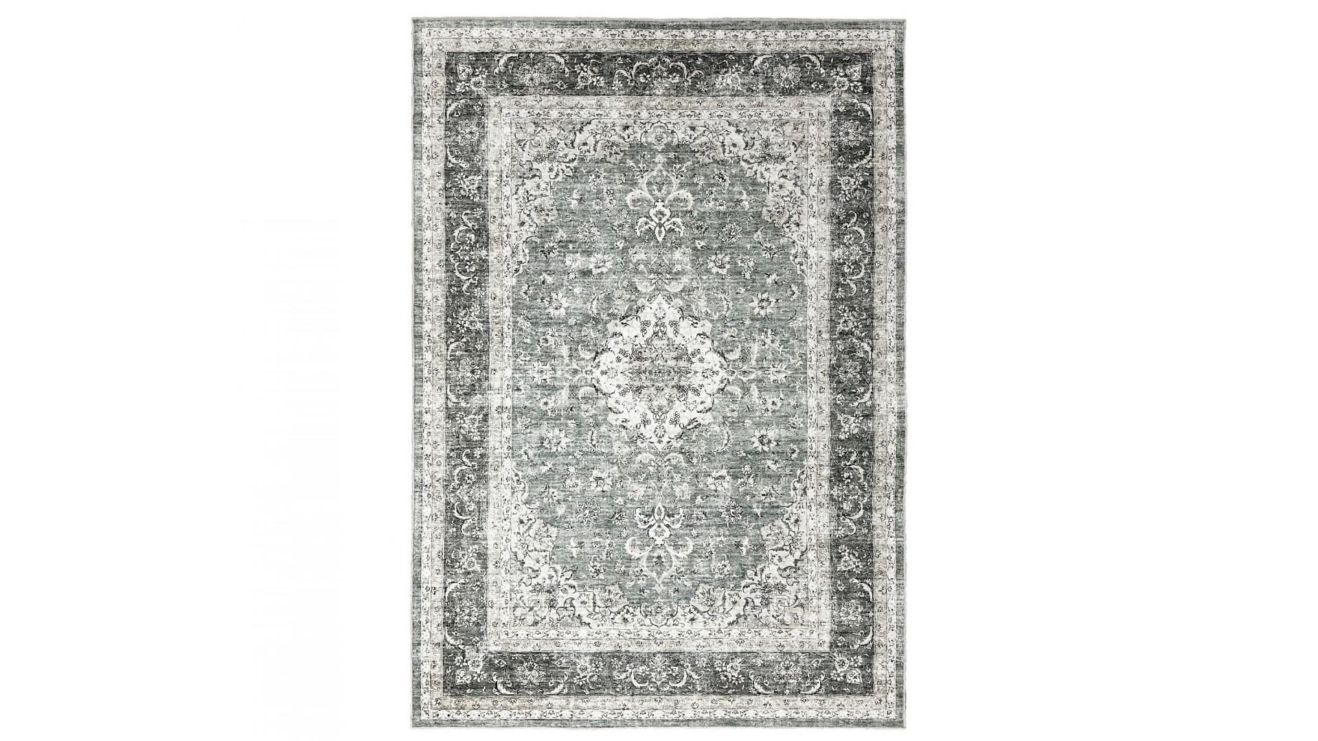 Chenille Medallion Green Rug - Medium