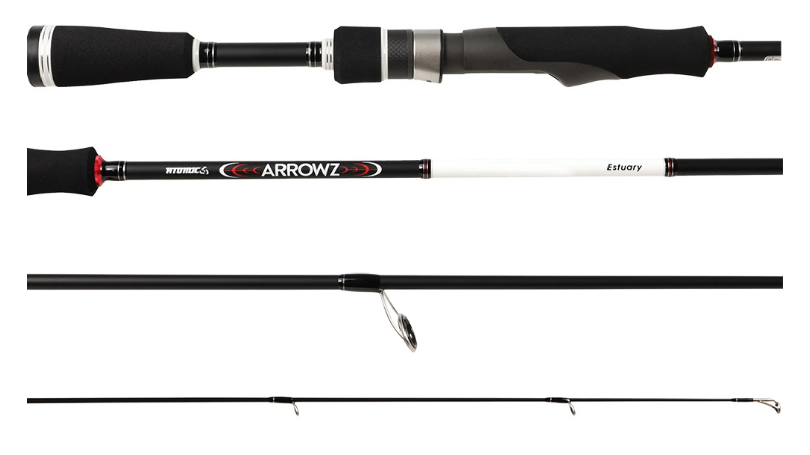Arrowz 2 Piece Atomic Carbon 6ft/6inch Estuary Spin Fishing Rod - 2-6lbs