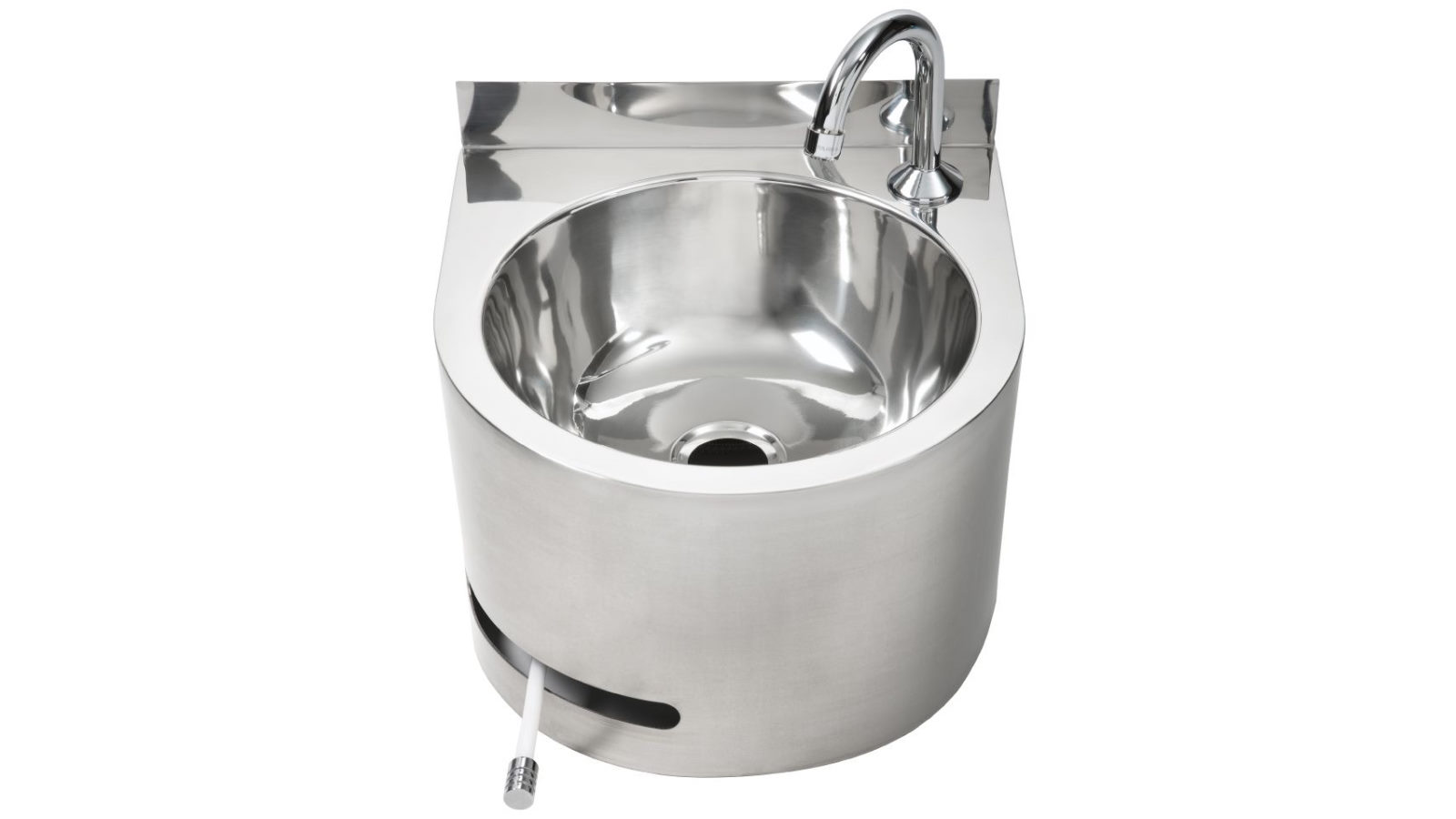 3Monkeez Round Hands Free Knee Operated Stainless Steel Basin Complete ...