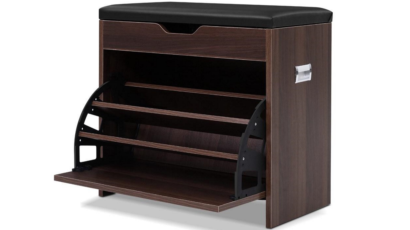 Artiss 3 Tier Shoe Cabinet Storage - Walnut