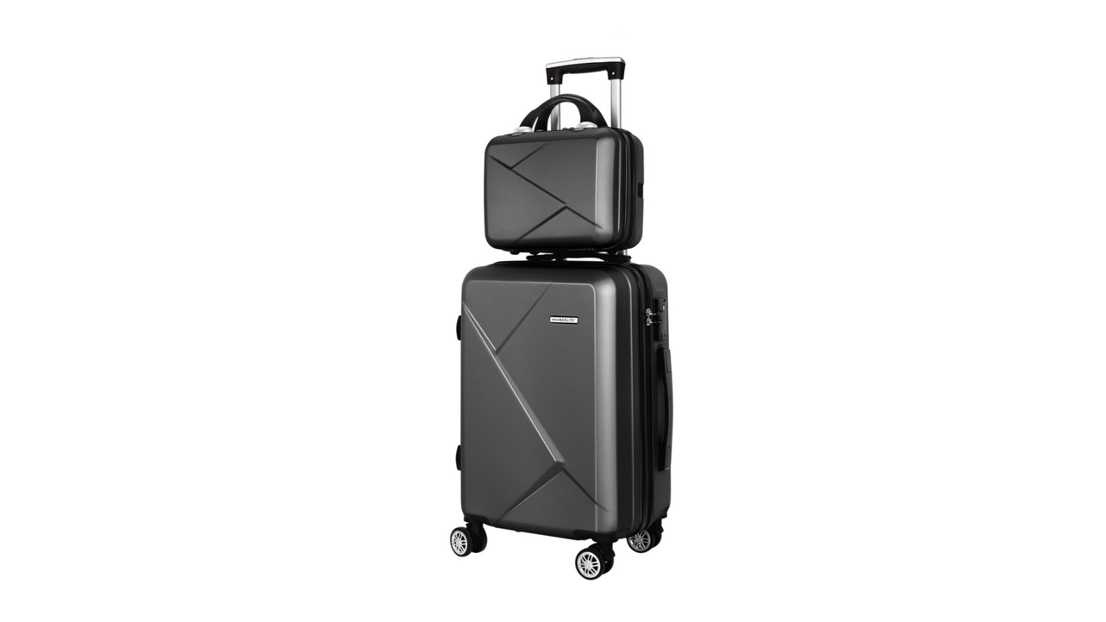Wanderlite 2 Piece Luggage Trolley Travel Suitcase - Black