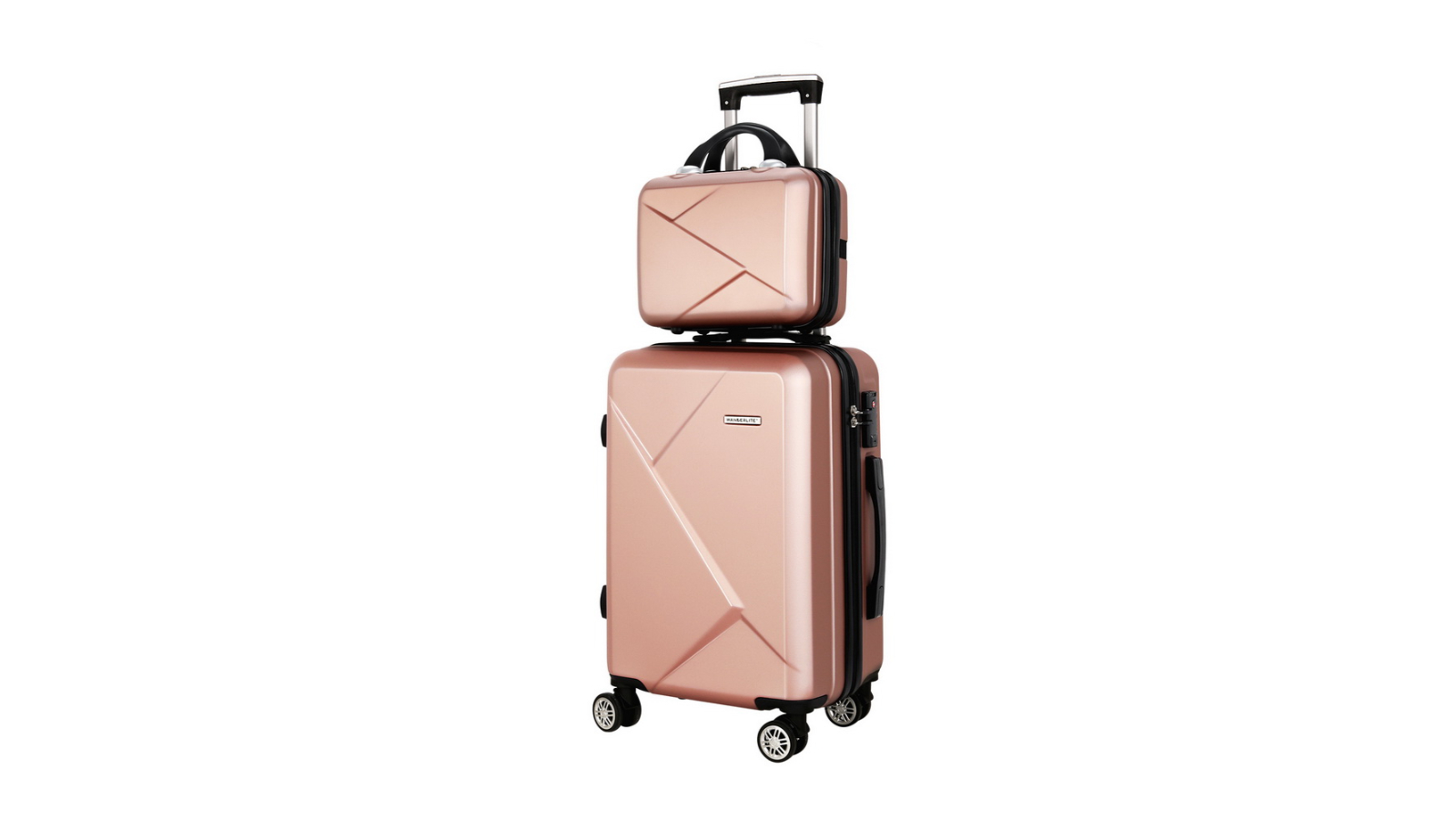 Wanderlite 2 Piece Luggage Trolley Travel Suitcase - Rose Gold