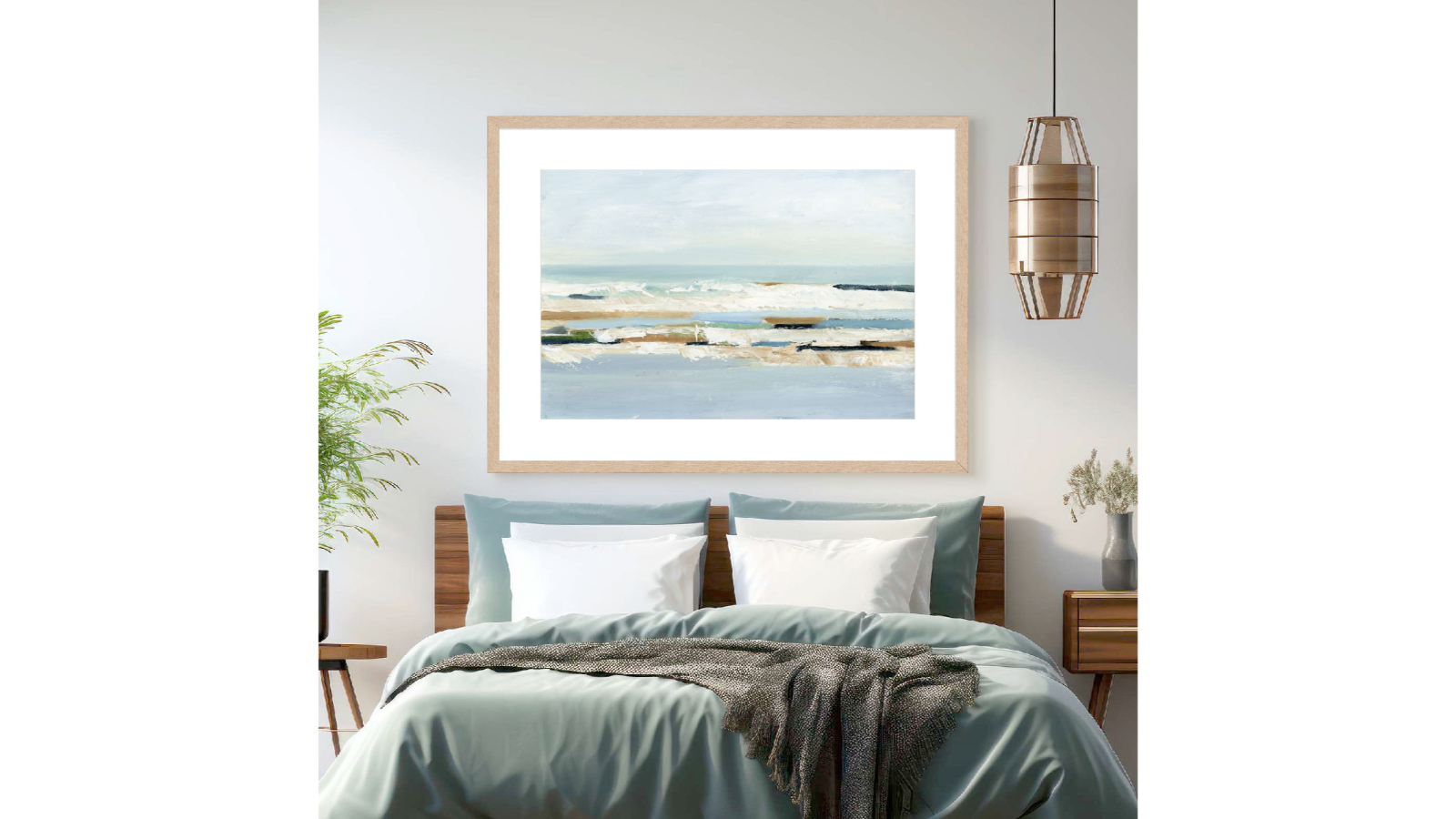 La Grolla Abstract Sandbar I Natural Frame Wall Art - 86 x 66cm ...