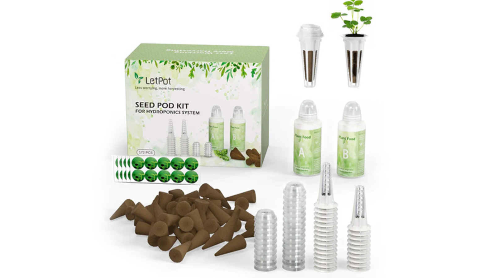 LetPot Pack of 172 Seed Pod Round Sponge Kit for Hydroponic