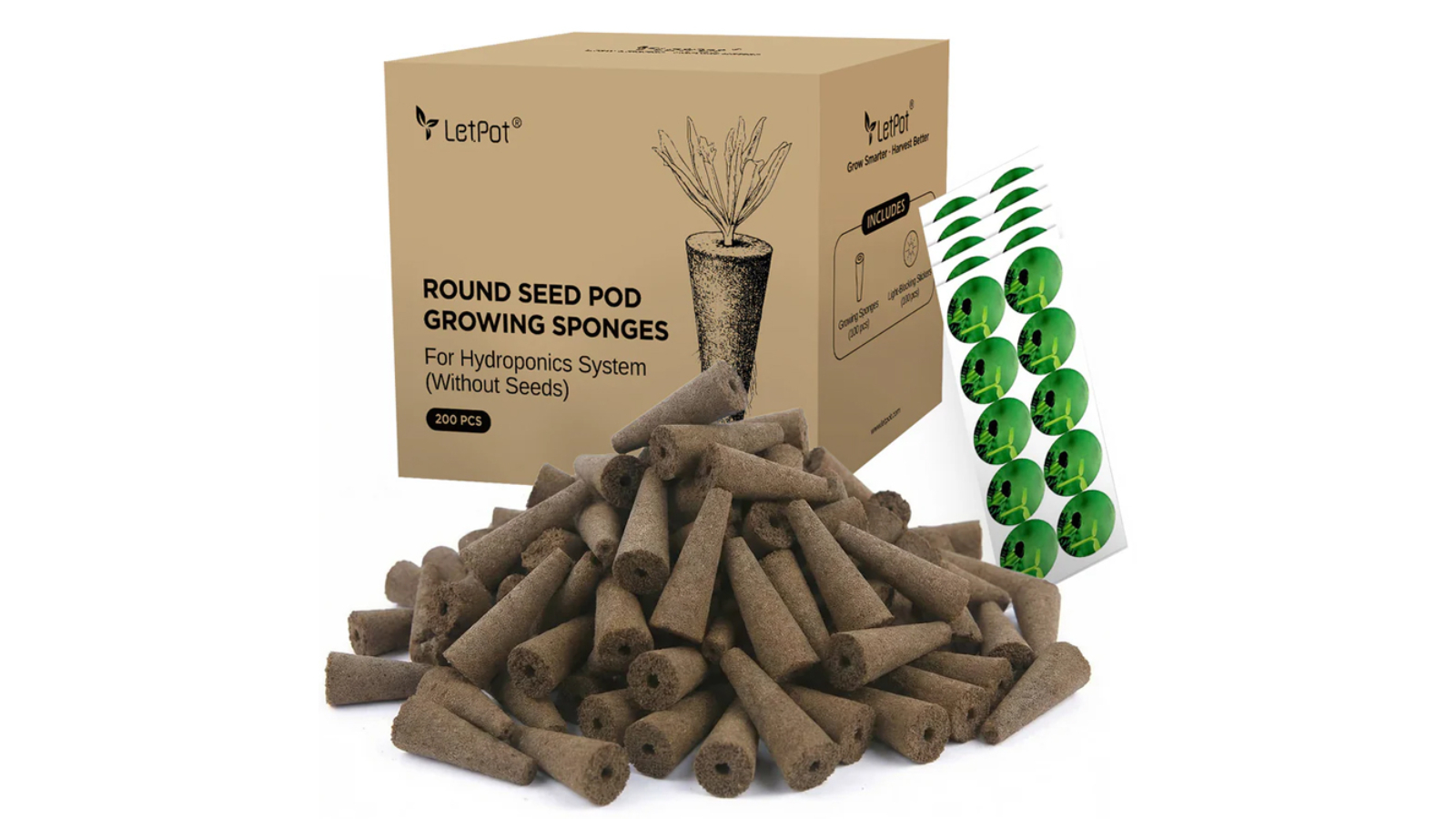 LetPot Pack of 200 AC-200 Hydroponic Replacement Growing Sponge