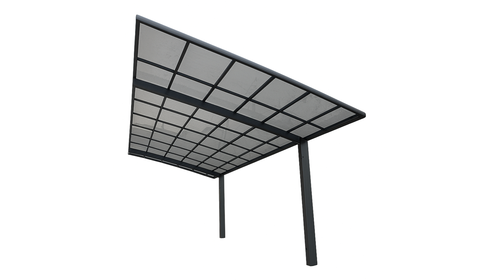 Acetech Grey Frame Single Cantilever Carport - Light Smokey Grey