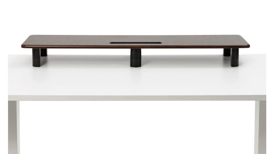 GKU Height Adjustable Dual Monitor Riser - Dark Walnut