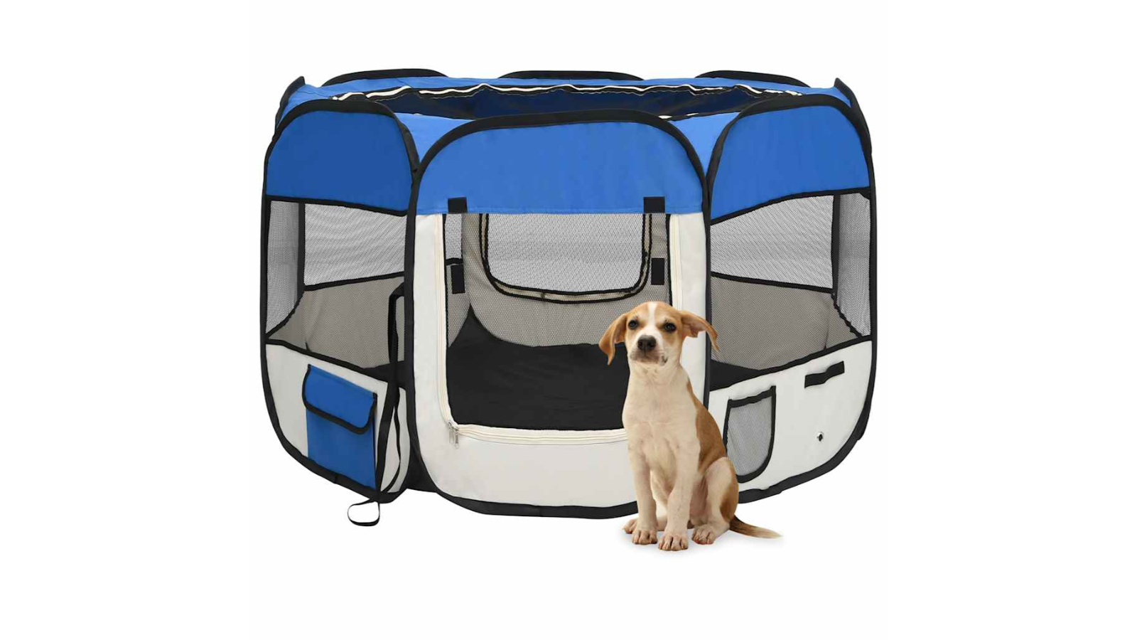 vidaXL Foldable Blue Dog Playpen with Carrying Bag - Small