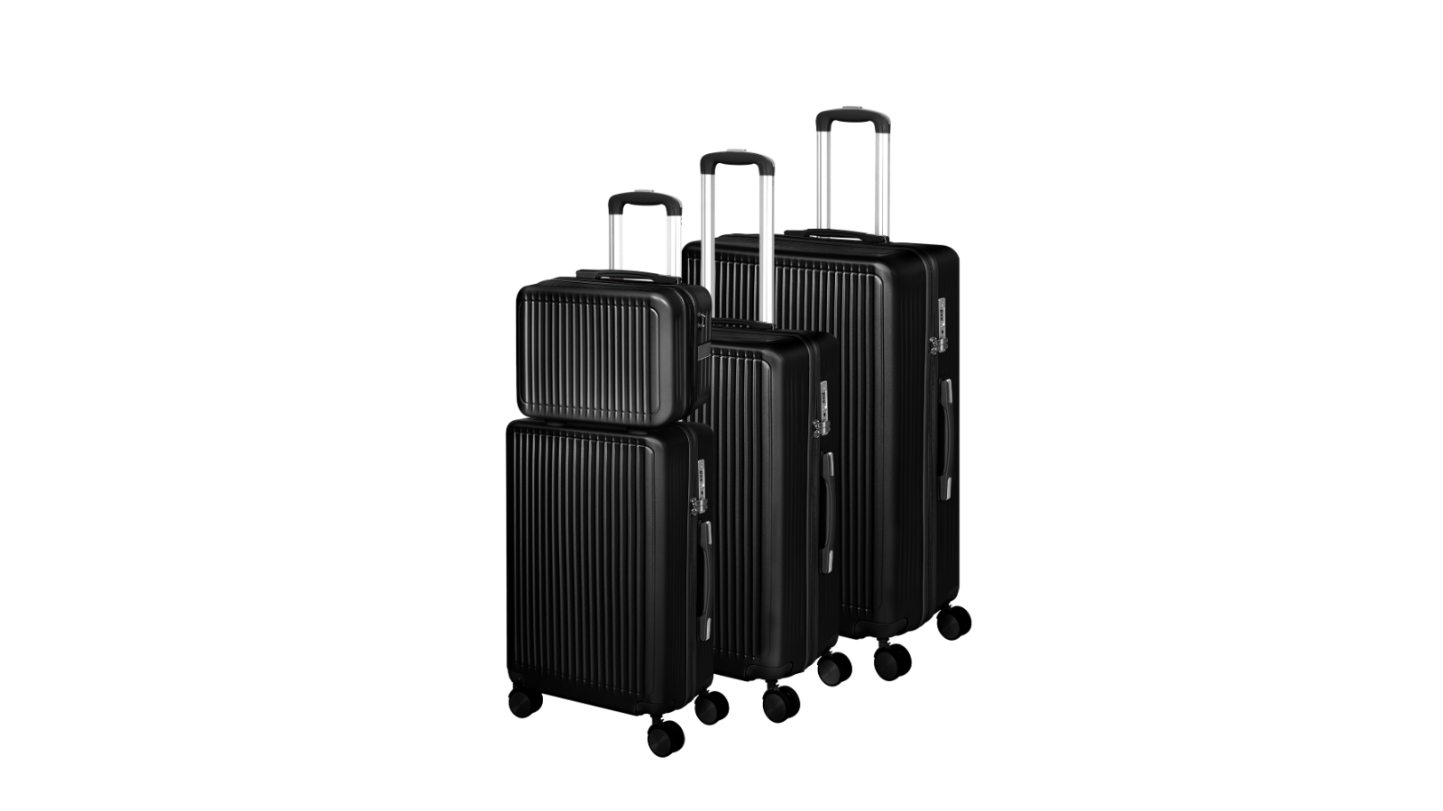Slimbridge 4 Piece 14/20/24/28inch Lightweight Travel Luggage Trolley Set - Black