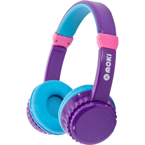 Moki Play Safe Volume Limited Headphones - Purple/Aqua
