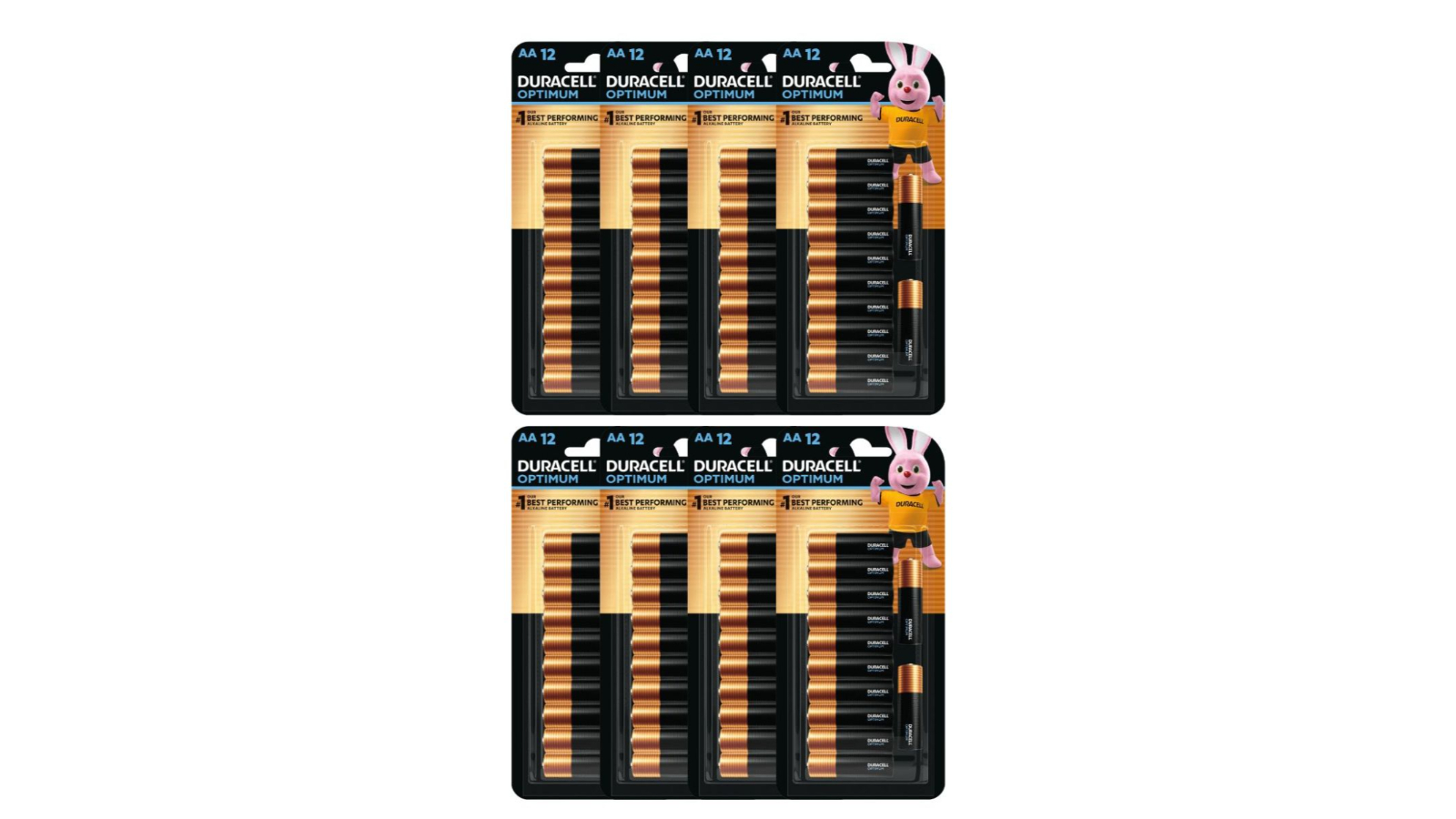 Duracell 8 Piece Optimum Alkaline AA Batteries - Pack of 12