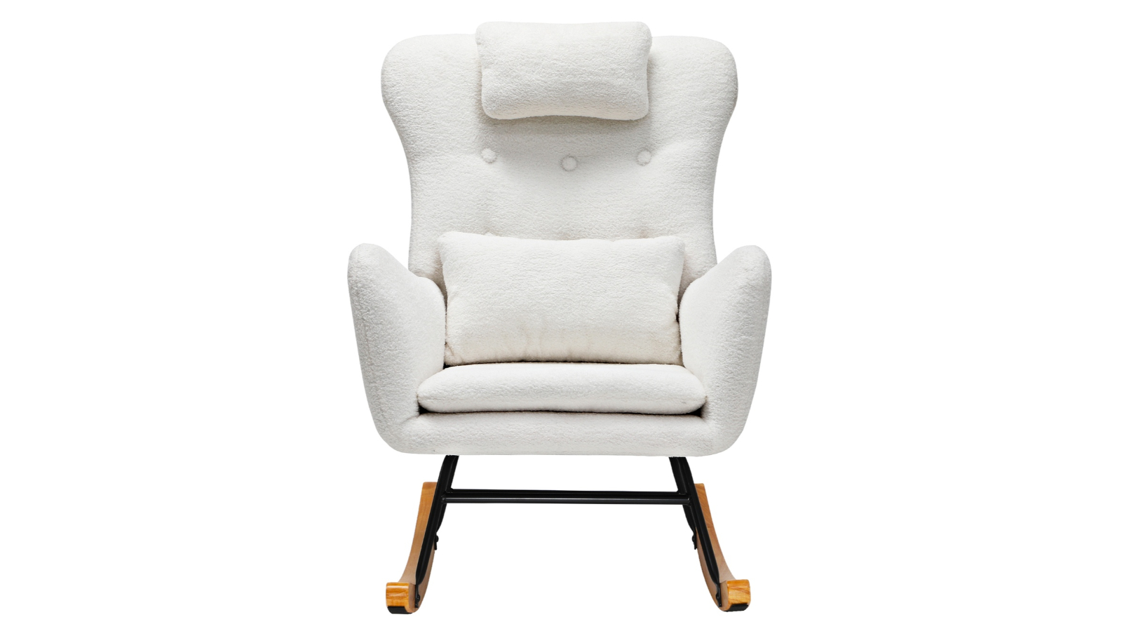 Oikiture Sherpa Accent Rocking Nursing Chair with 2 Pillow