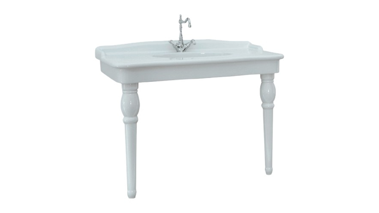 Parisi Hermitage 1120mm Basin with Ceramic Legs 1 Tap Hole - Gloss White