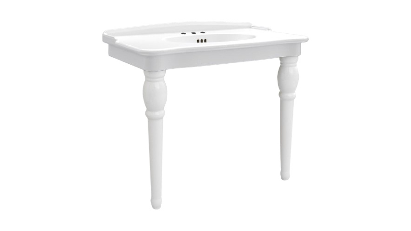 Parisi Hermitage 1120mm Basin with Ceramic Legs 3 Tap Hole - Gloss White