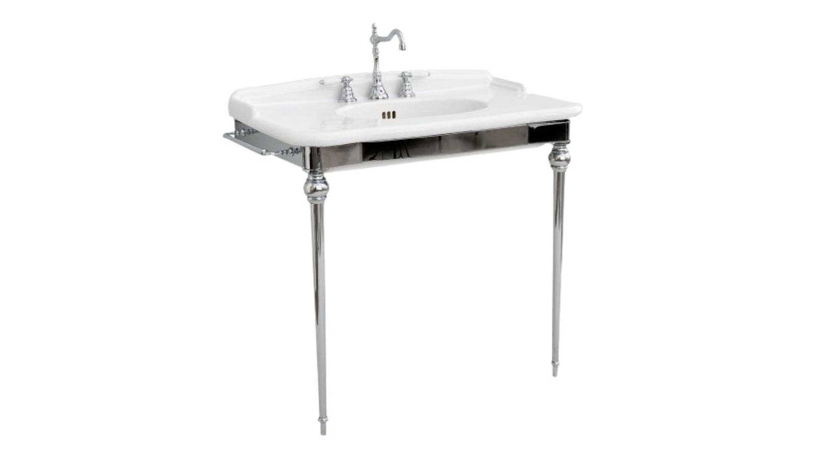 Parisi Hermitage 1120mm Basin with Metal Legs 3 Tap Hole - Gloss White