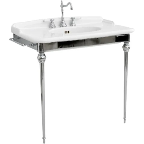 Parisi Hermitage 1120mm Basin with Metal Legs 3 Tap Hole - Gloss White