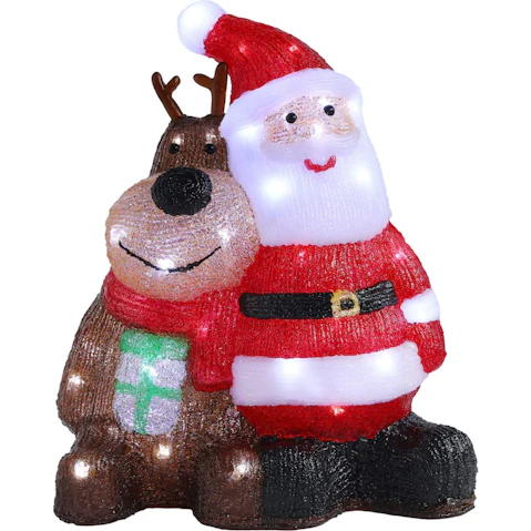 Lexi Lighting Acrylic Reindeer with Santa LED Light