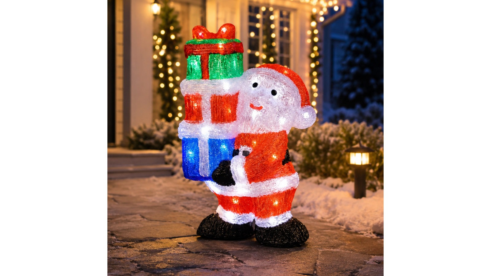 Lexi Lighting	41cm Acrylic Santa with Giftboxes