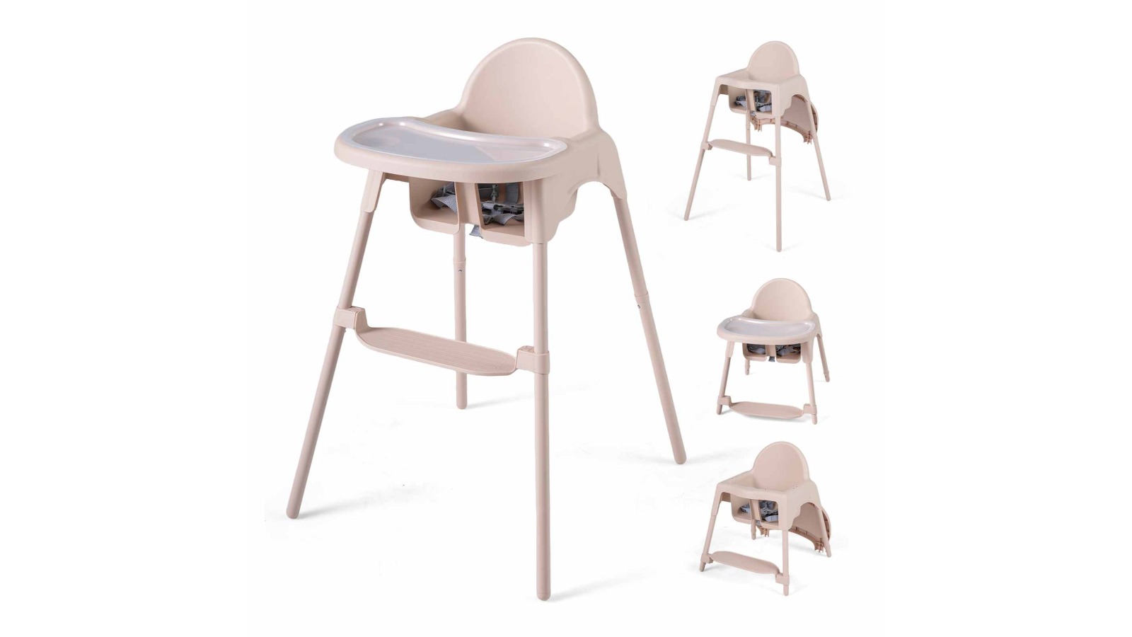 Costway 4-in-1 Convertible Baby High Chair with Adjustable Height and Double Tray