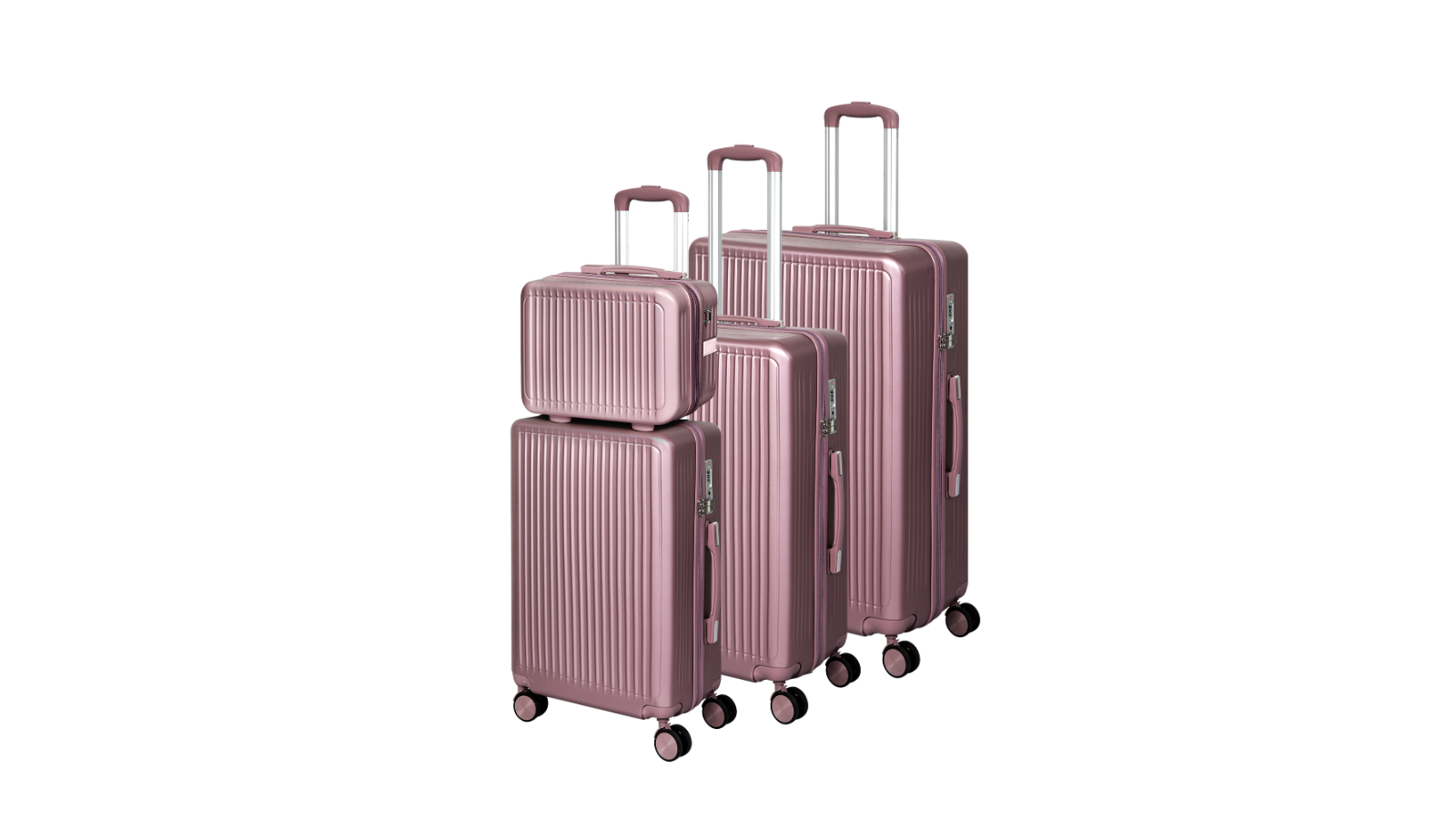 Slimbridge 4 Piece 14/20/24/28inch Lightweight Travel Luggage Trolley Set - Rose Gold