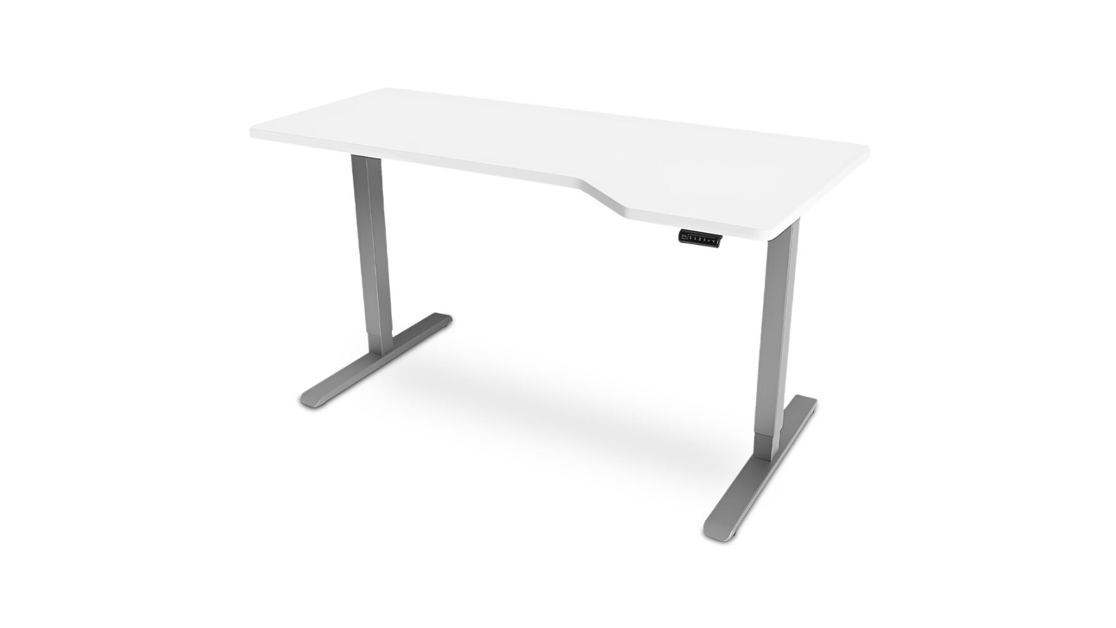 Fortia L-Shape Sit to Stand Desk - White/Silver