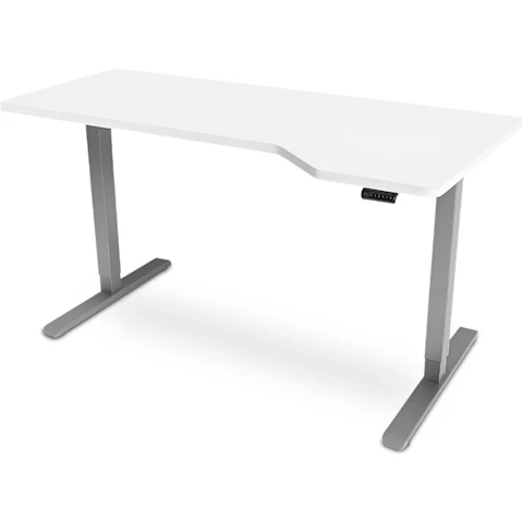 Fortia L-Shape Sit to Stand Desk - White/Silver
