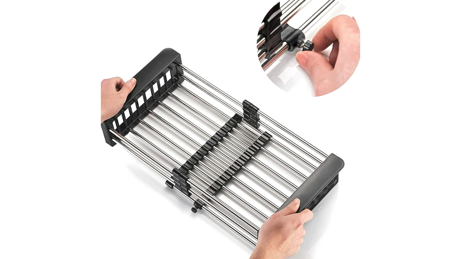 Adivo 30-46cm Retractable Sink Rack - Black