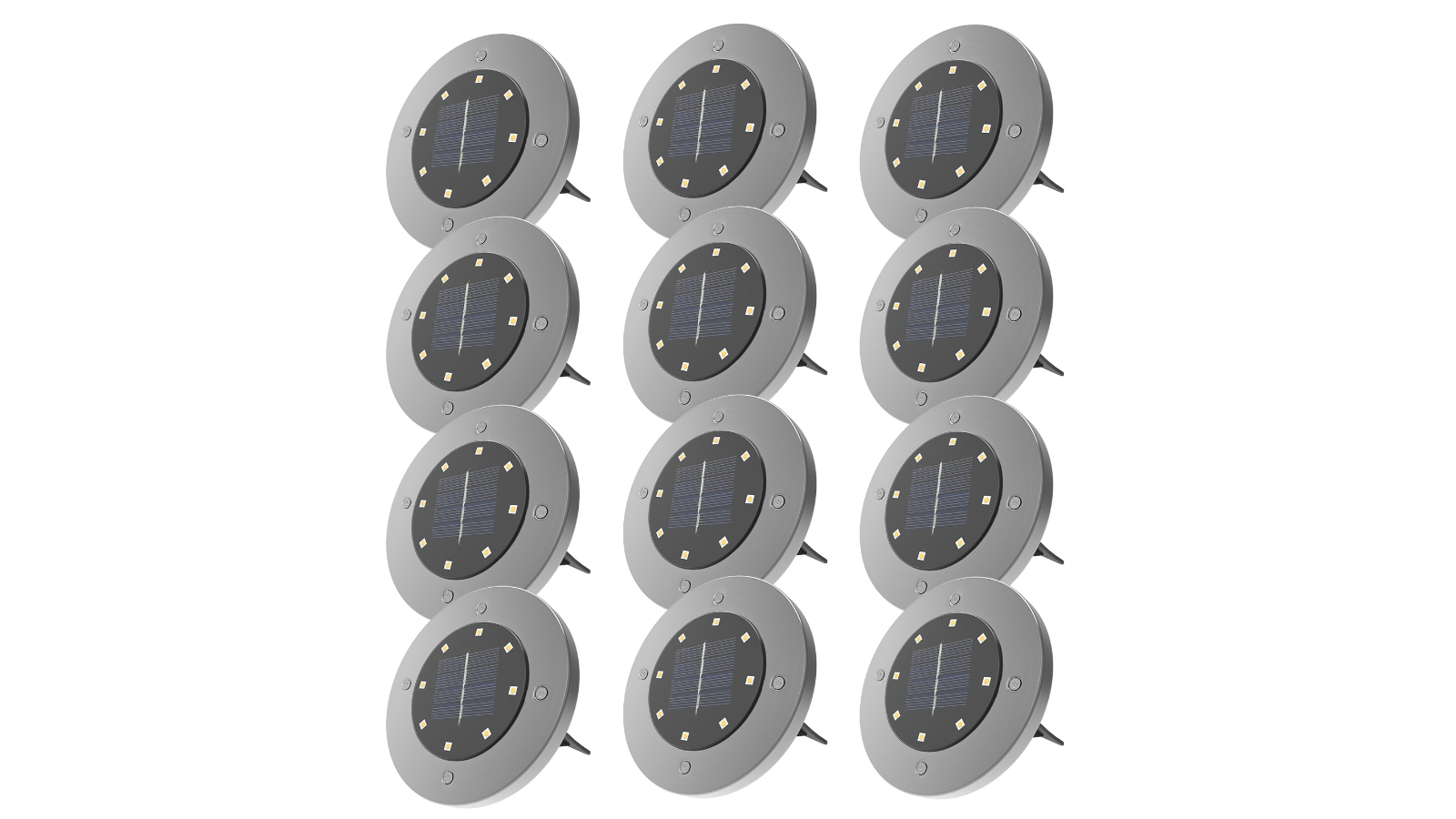 Advwin 12 Piece Outdoor Inground Solar Powered Light - Yellow