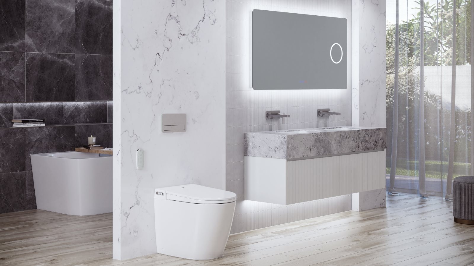 Argent Evo Wall Faced ViSmart Toilet System with Villeroy and Boch Inwall Cistern