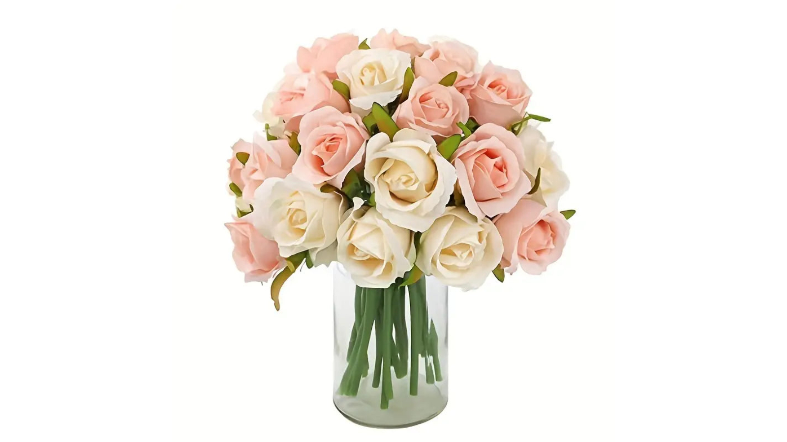 TM 12 Piece Premium Artificial Rose Flower with Stem - Champagne