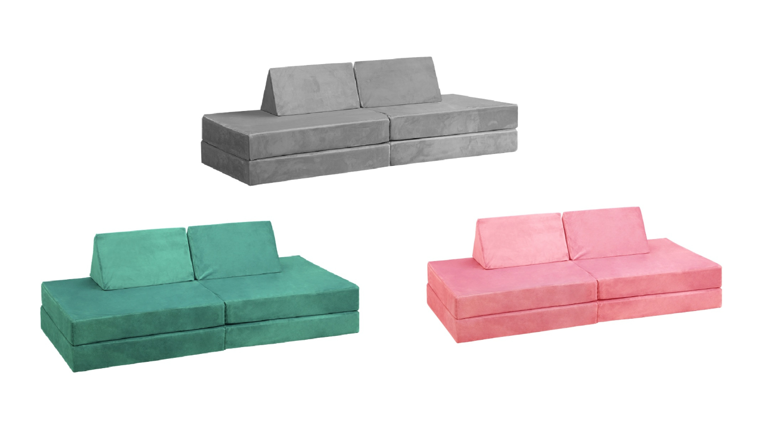 Oikiture 4 Piece Convertible Couch Kid Playset
