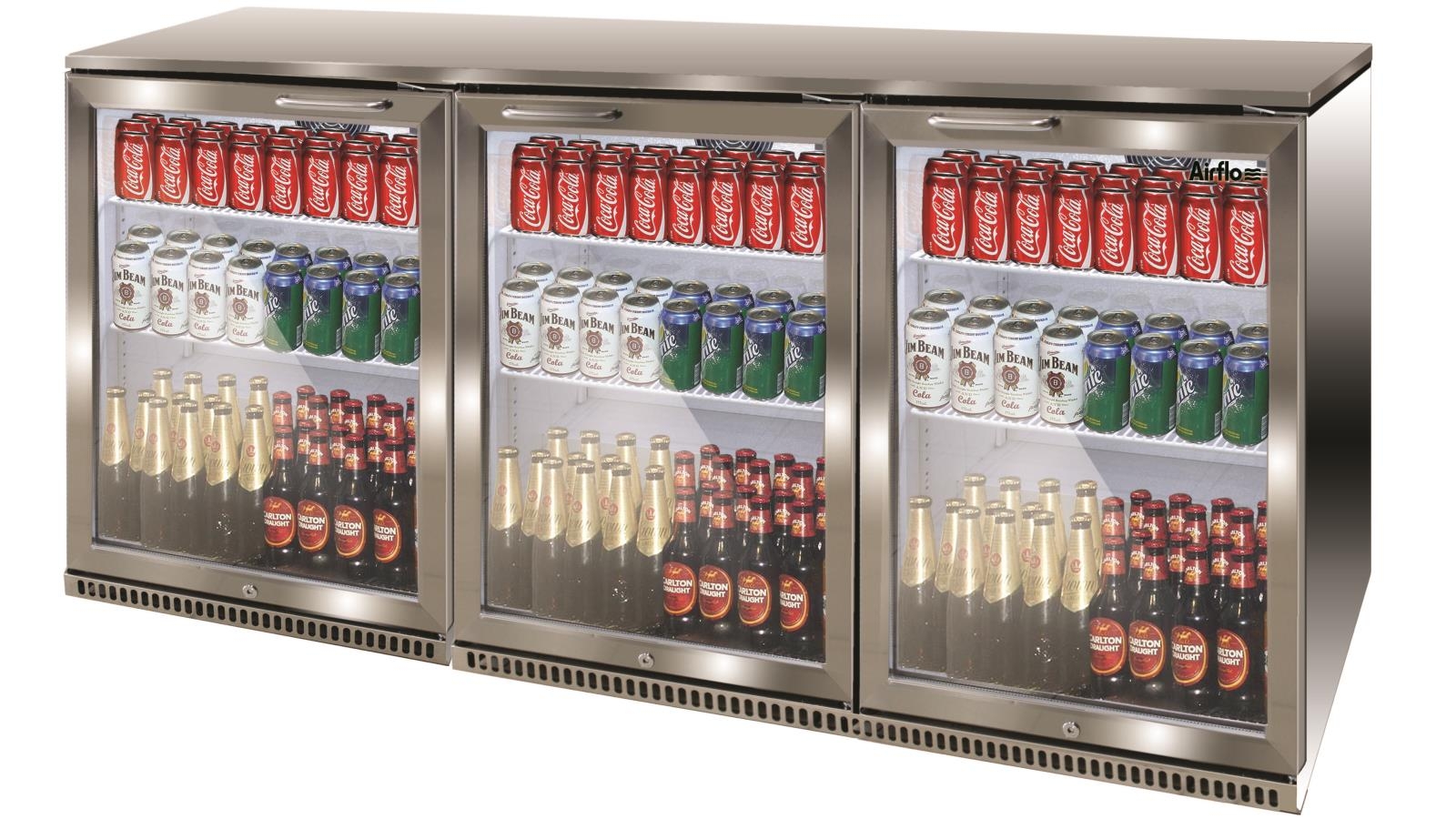 Airflo 330L Triple Door Bar Cooler - Stainless Steel