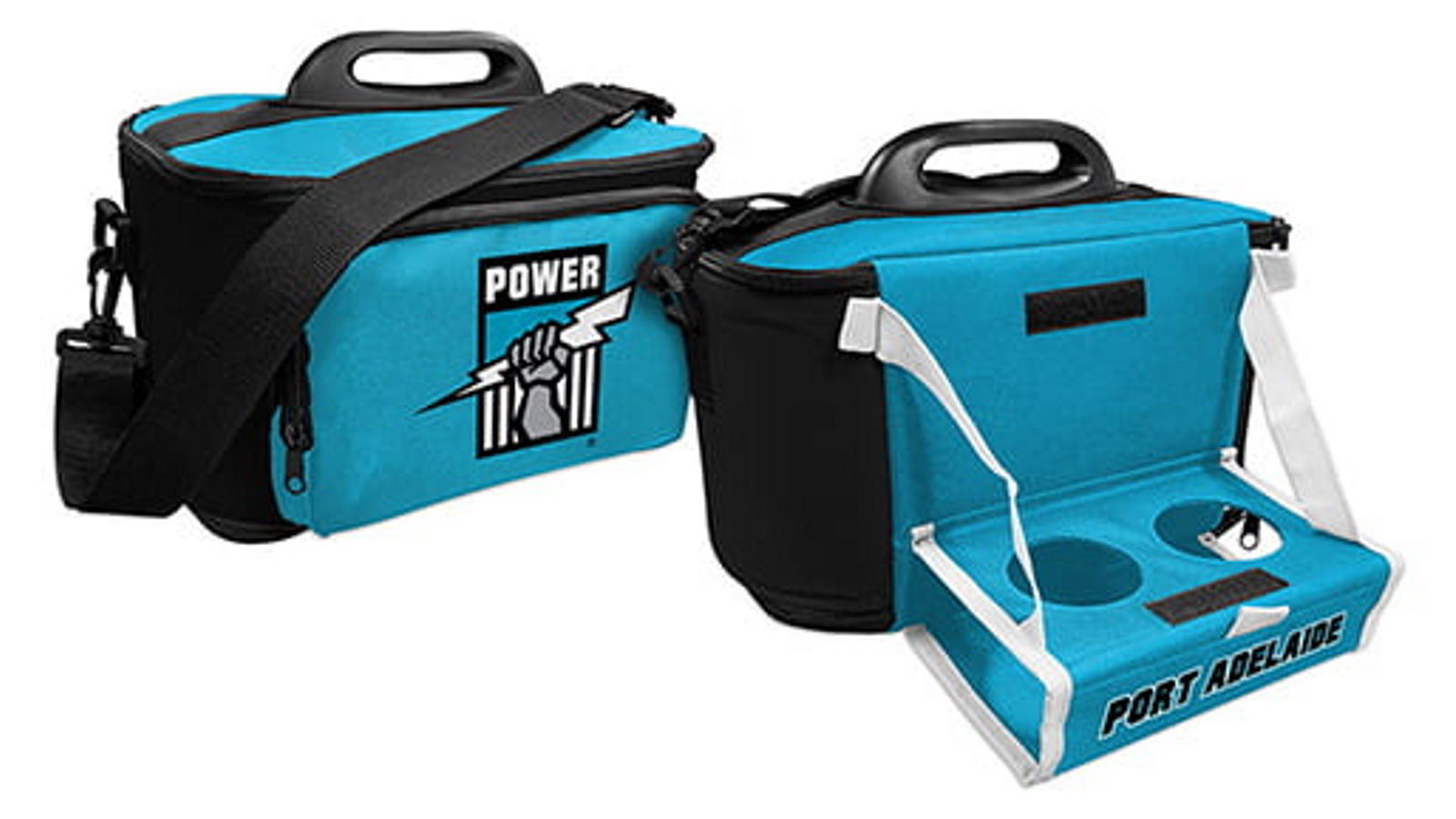 AFL Adelaide Port Power Lunch Cooler Bag With Drink Tray Table