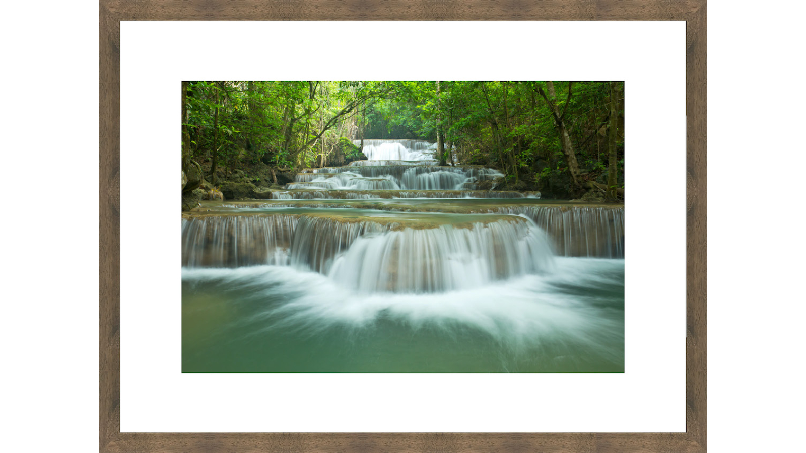 Forest Waterfall Brown Framed Wall Art - Large | Harvey Norman