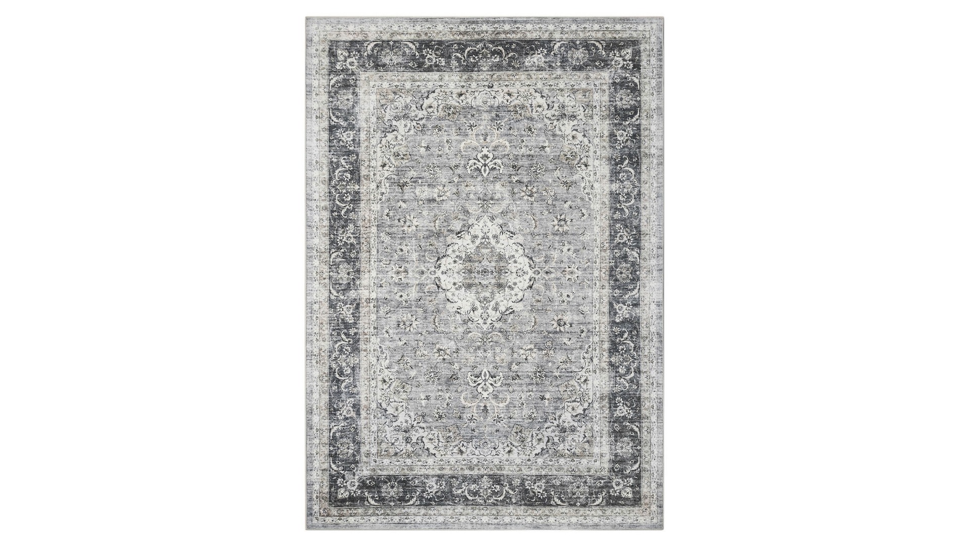 Chenille Medallion Grey Rug - Medium