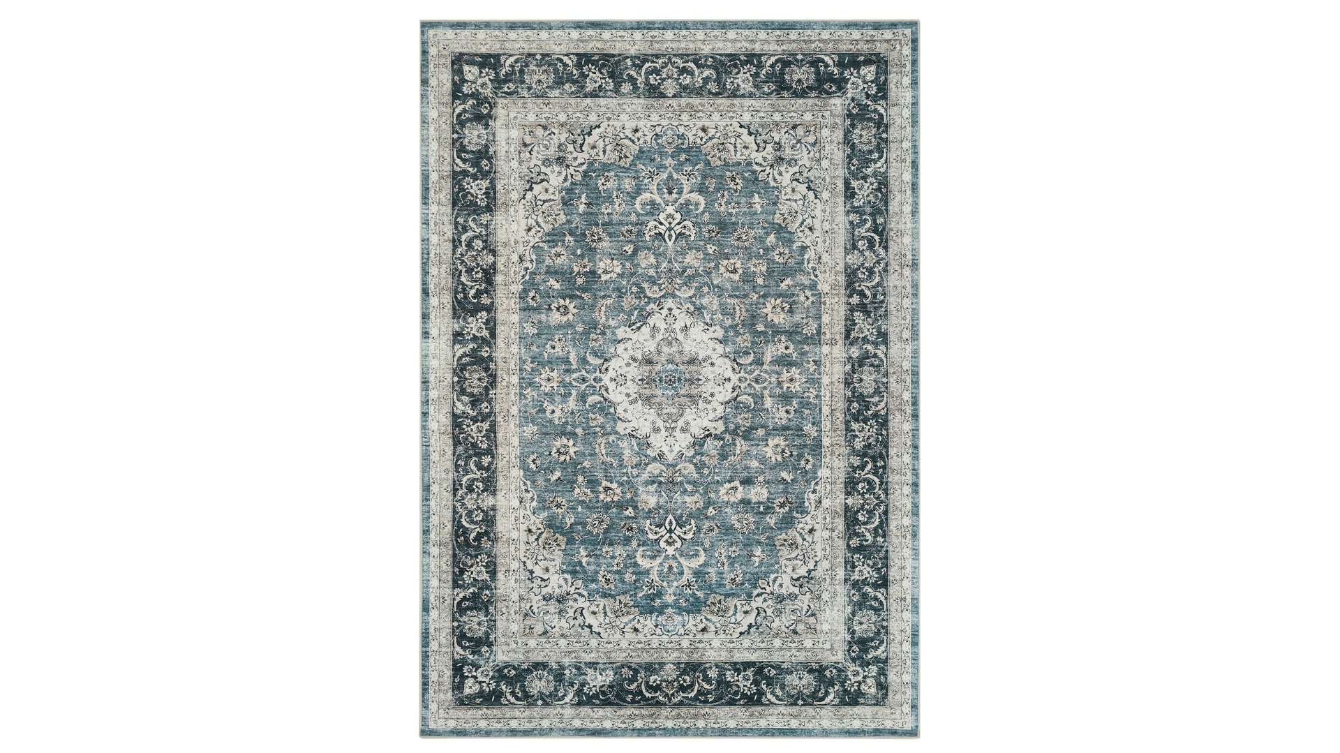 Chenille Medallion Blue Rug - Large