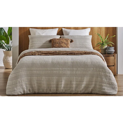 L'Avenue Stonewash Waffle Sand Quilt Cover Set