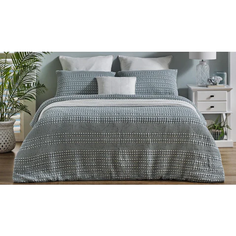 L'Avenue Stonewash Waffle Blue Quilt Cover Set
