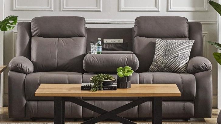 Capital 3-Seater Fabric Recliner Sofa - Grey