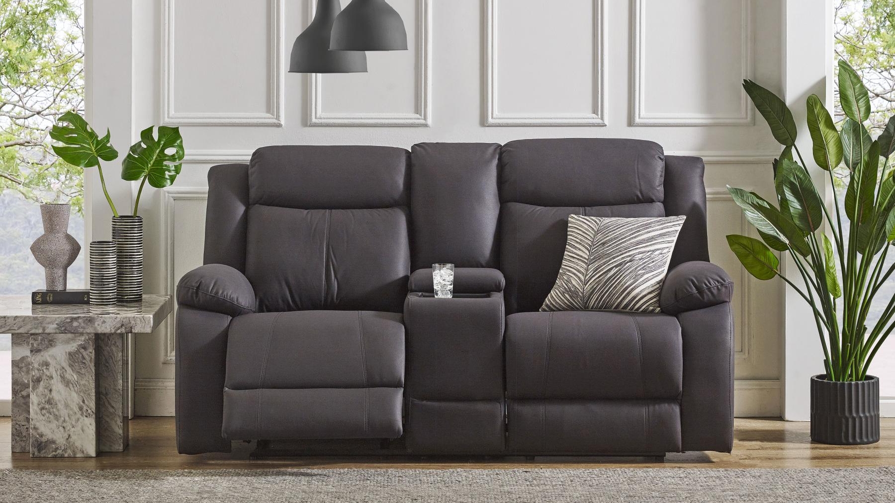 Capital 2-Seater Fabric Recliner Sofa Onyx Harvey Norman