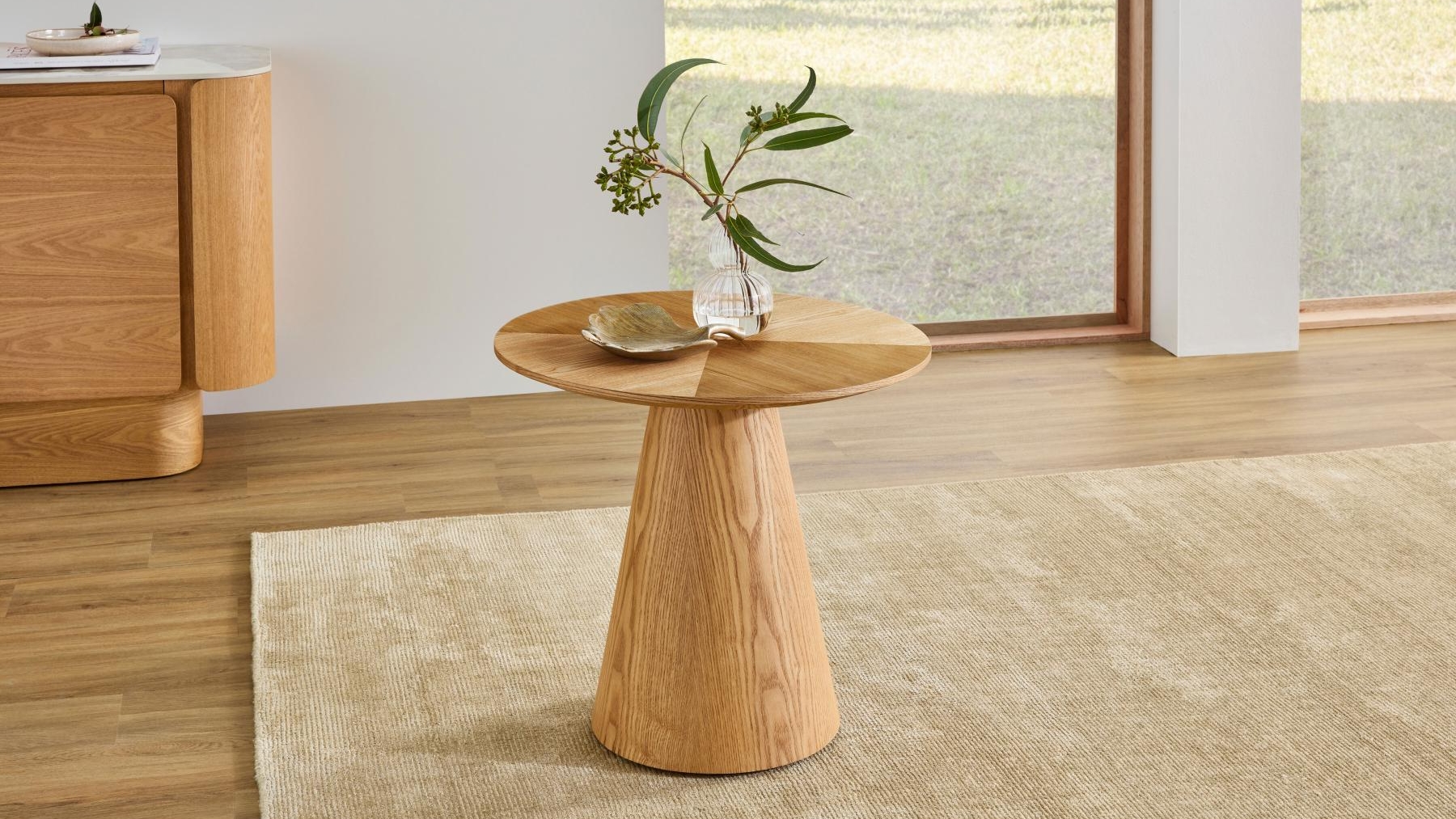 Perseo Round Lamp Table - Natural