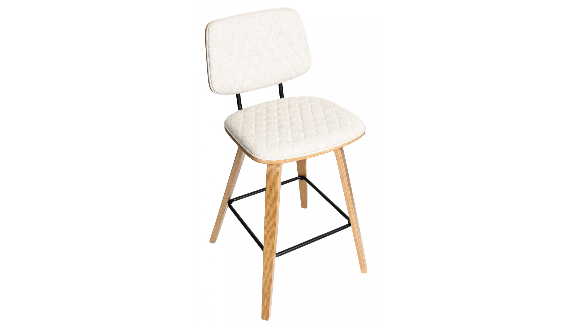 Avery Natural Frame Bar Stool - Beige Fabric