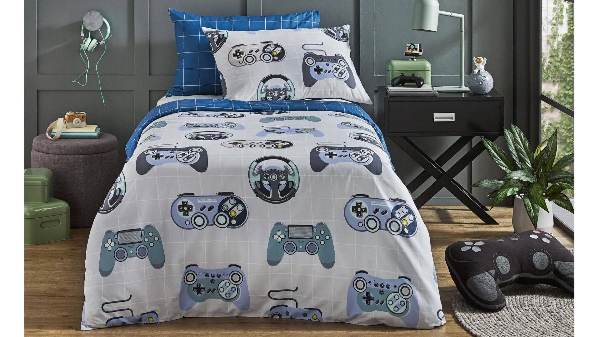 Gamer Glint Glow In The Dark Quilt Cover Set - Single