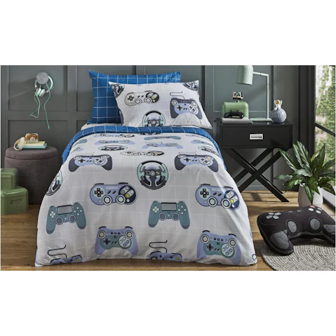 Gamer Glint Glow In The Dark Quilt Cover Set - Double